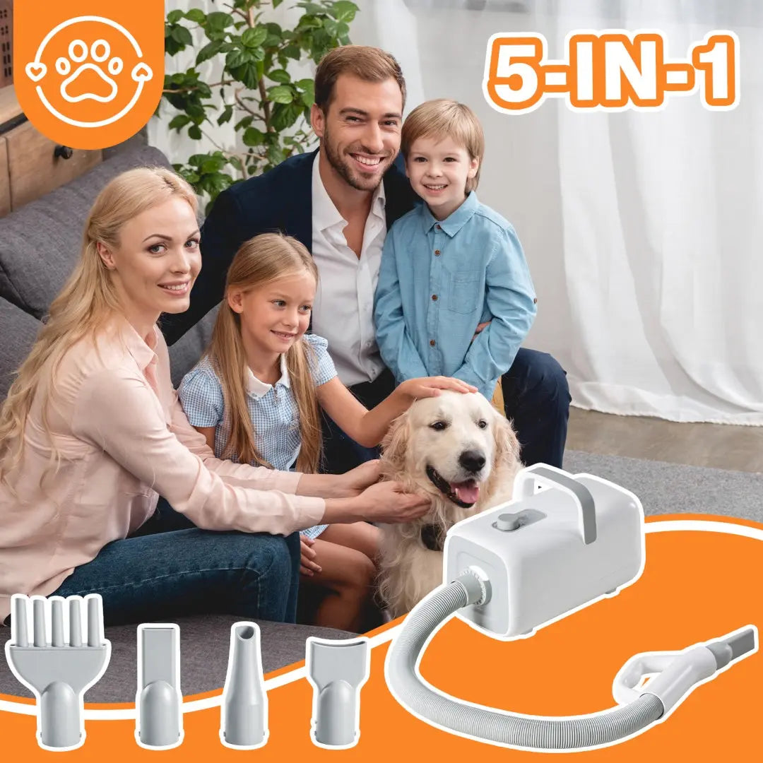1550W High Velocity,Speed Adjustable Dog Blow Dryer With 4 Nozzles Gentle Paws