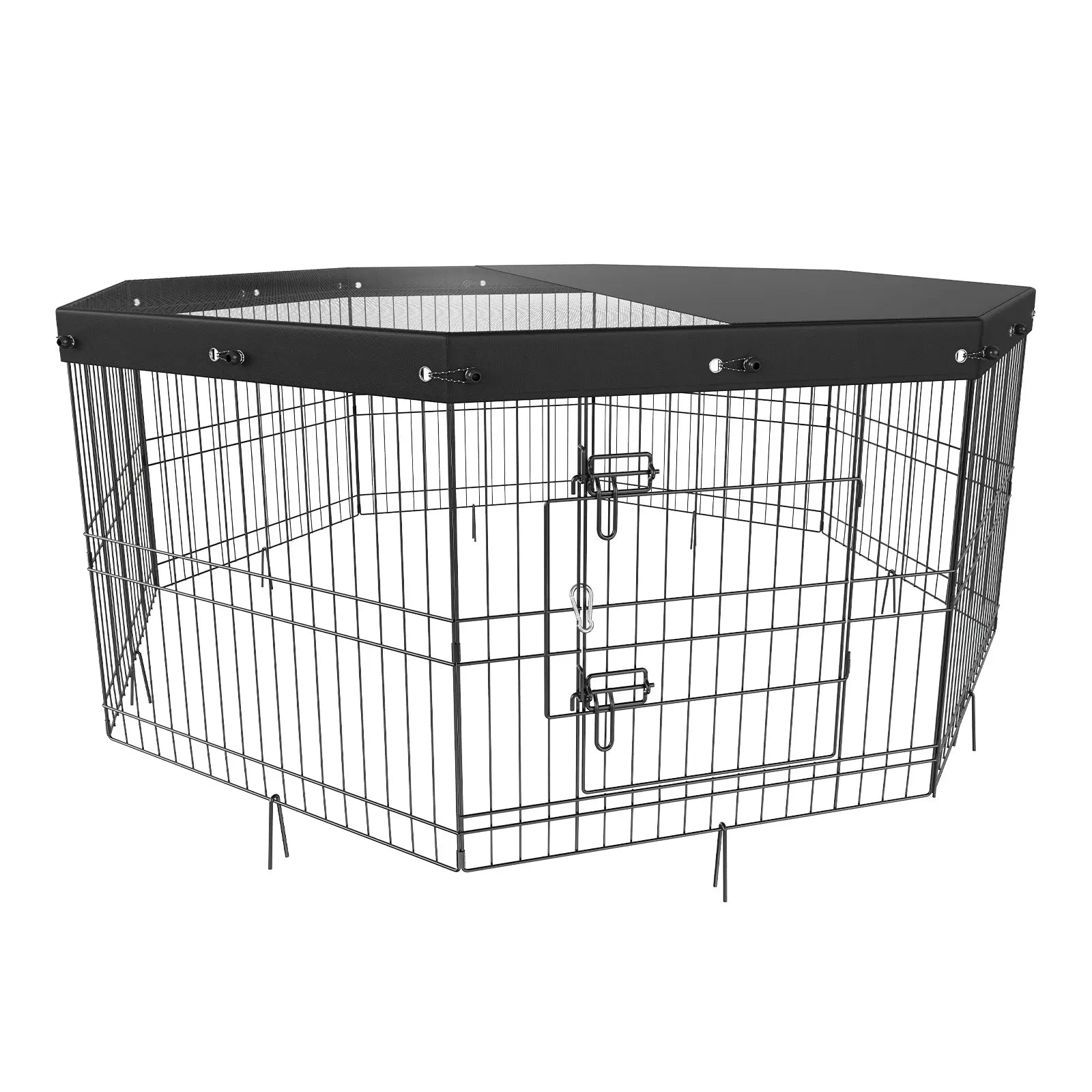 Dog Playpen, 8 Panels Foldable Metal Dog Exercise Pen With Top Cover Gentle Paws